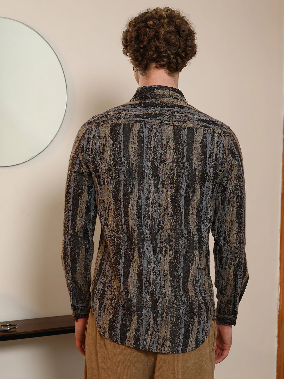 Artistic Striped Cotton-Polyester Blend Shirt - Image 4