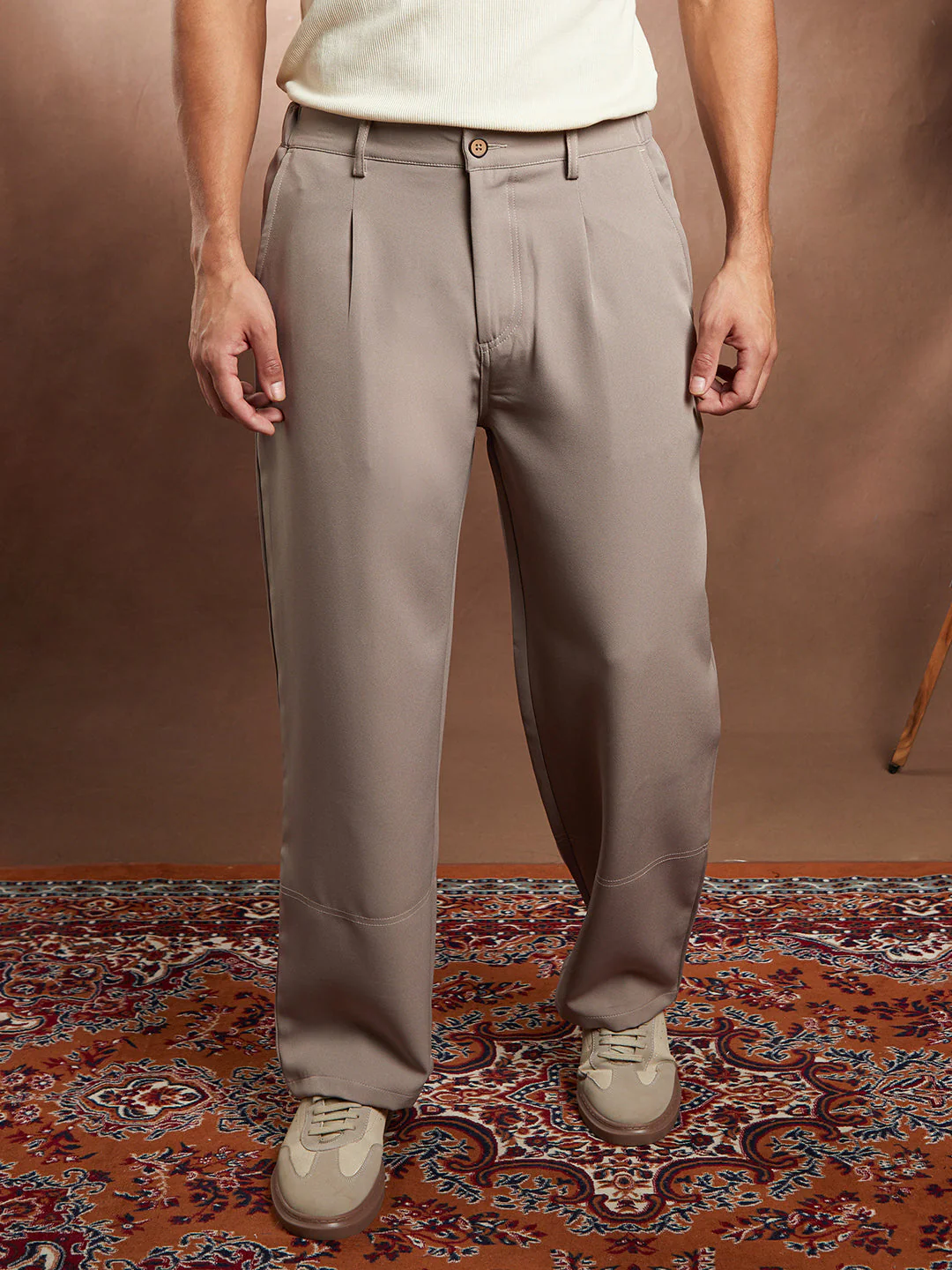 Panelled-Straight Trousers - Image 2