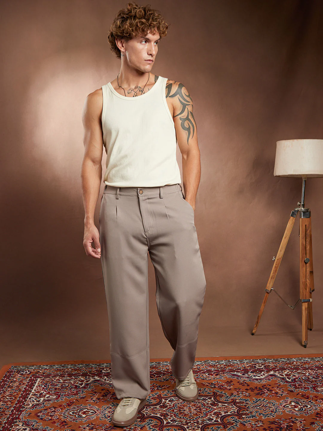 Panelled-Straight Trousers - Image 5