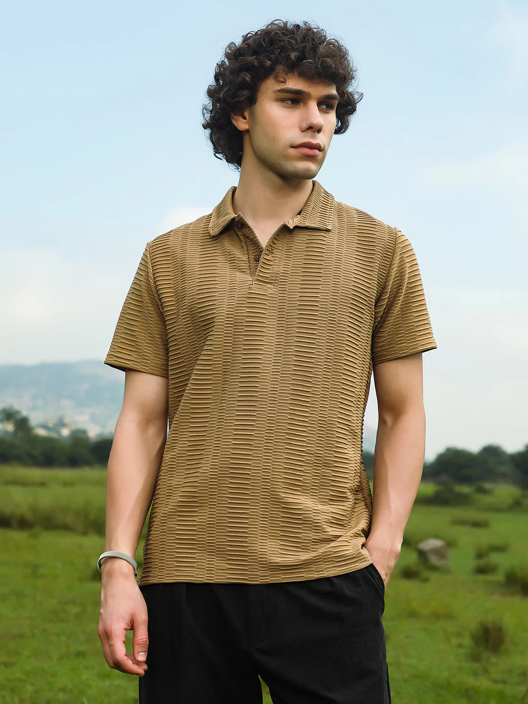 Flatten-Ruched Polo T-Shirt - Image 2