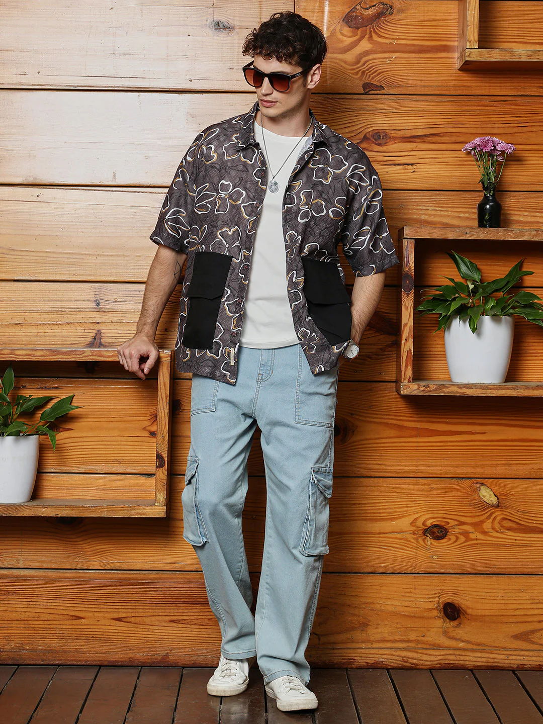 Flora-Imprint Oversized Shirt - Image 6