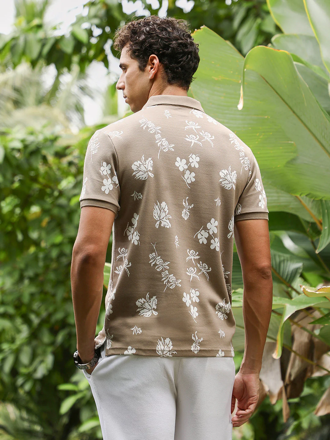 Flora-Jacquard Polo T-Shirt - Image 4