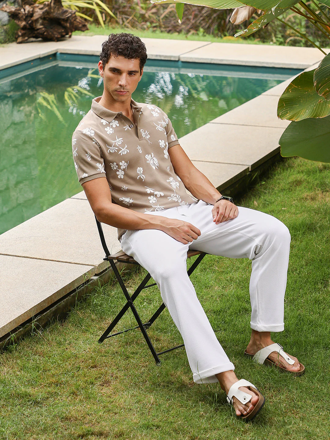 Flora-Jacquard Polo T-Shirt - Image 6