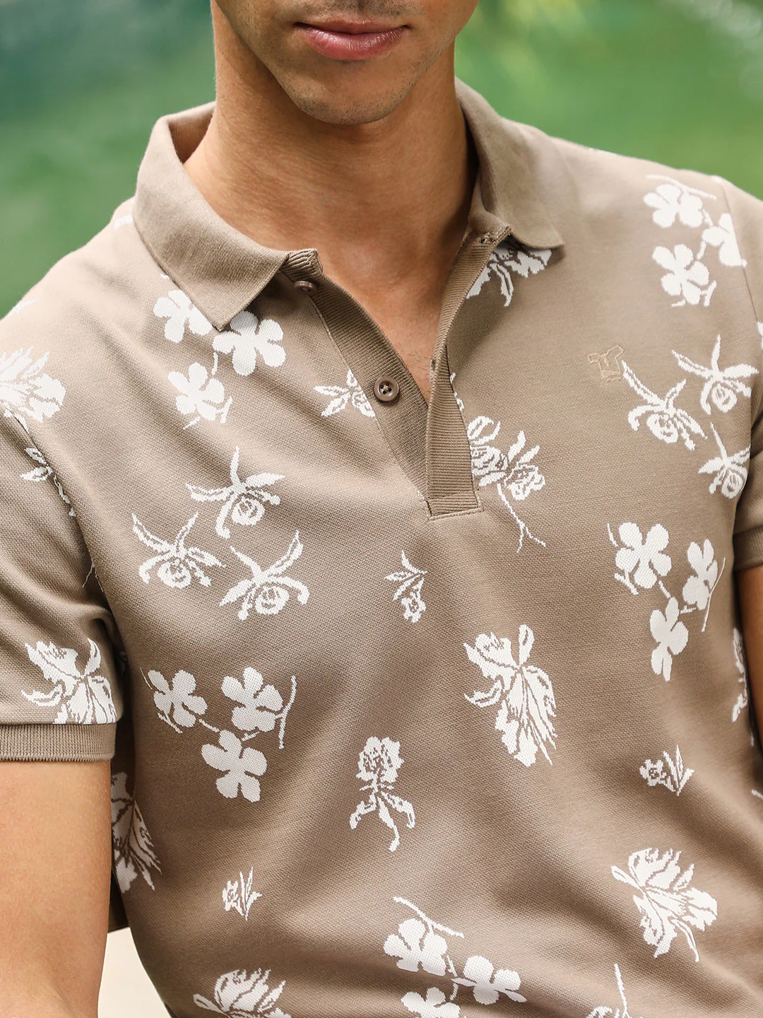Flora-Jacquard Polo T-Shirt - Image 7
