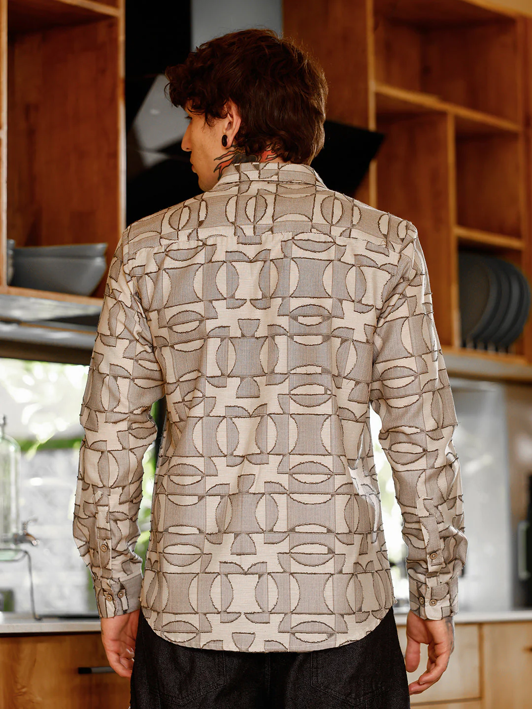 Geometric-Curve Jacquard Shirt - Image 4