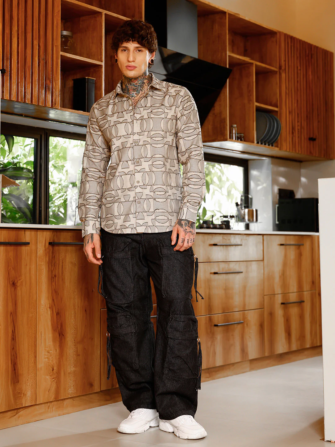 Geometric-Curve Jacquard Shirt - Image 5