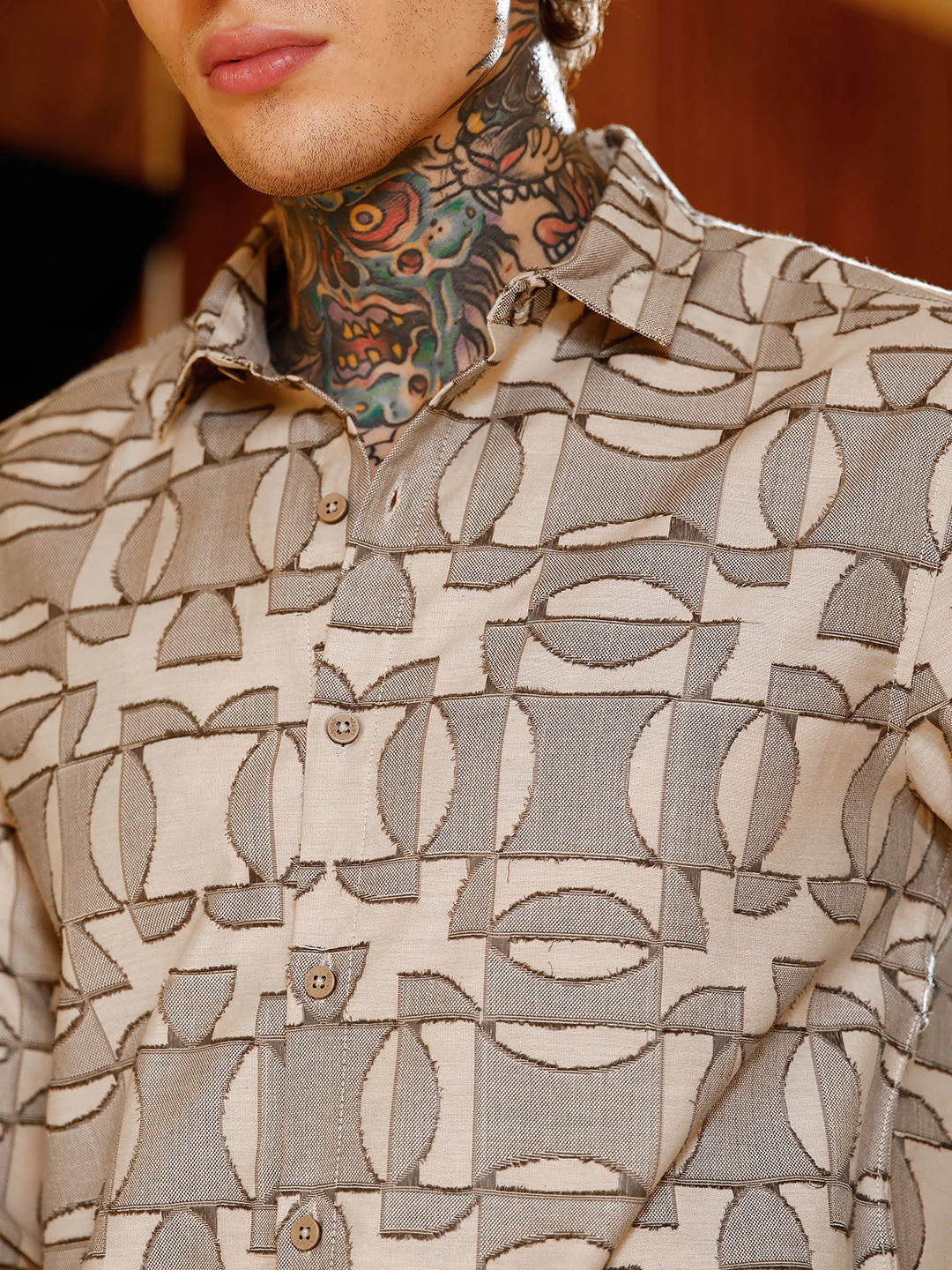 Geometric-Curve Jacquard Shirt - Image 7