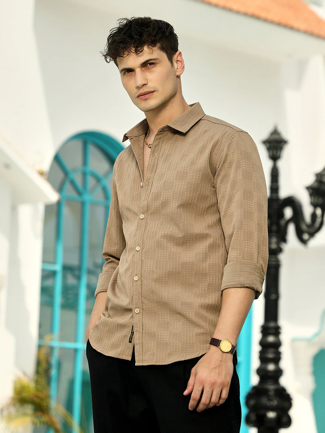 Grid-Check Tactile Shirt - Image 3