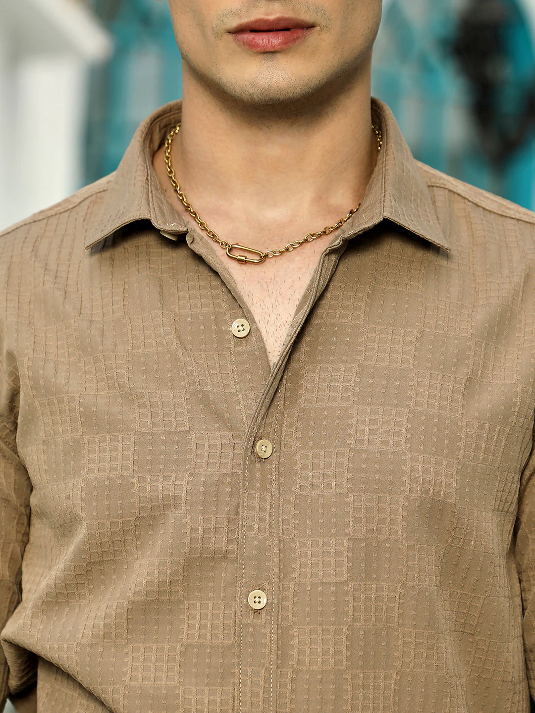 Grid-Check Tactile Shirt - Image 7