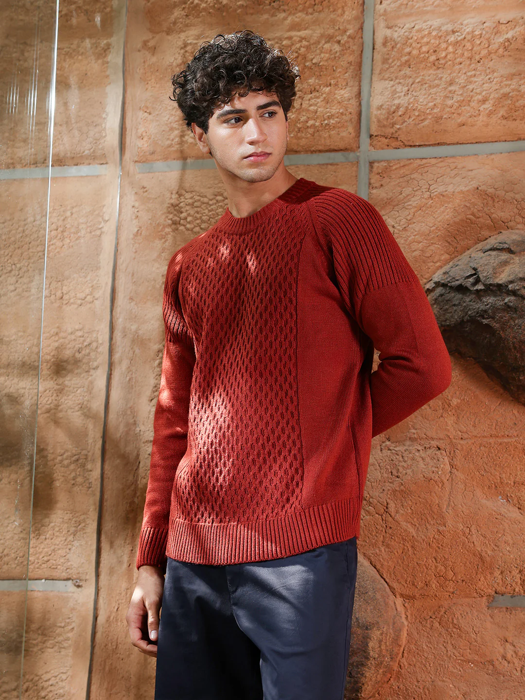 Mesh-Knit Pullover Sweater - Image 11