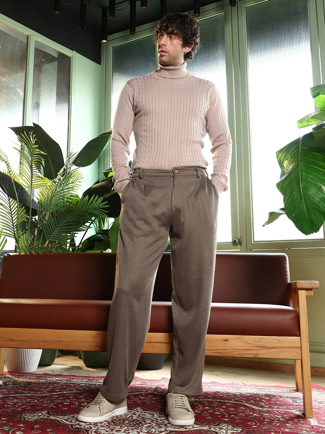 Pleated-Ribbed Trousers - Image 5