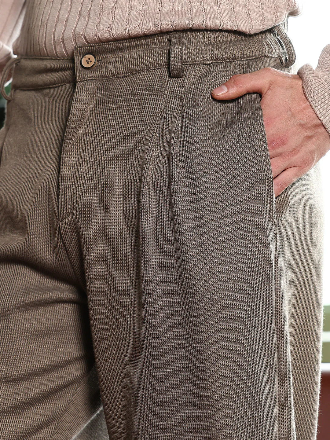 Pleated-Ribbed Trousers - Image 7