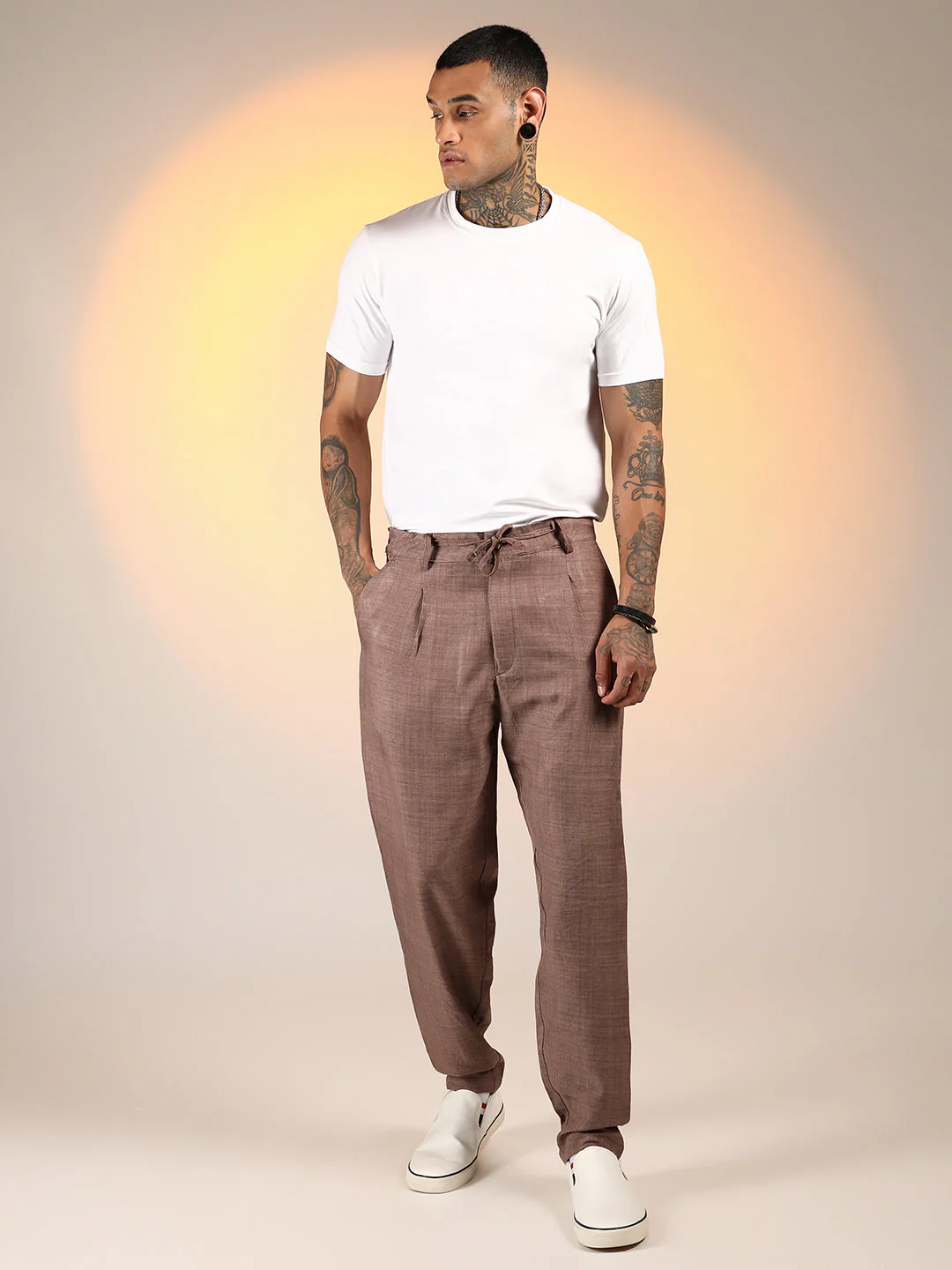 Lightweight - Solid Pleated Trousers - Image 5