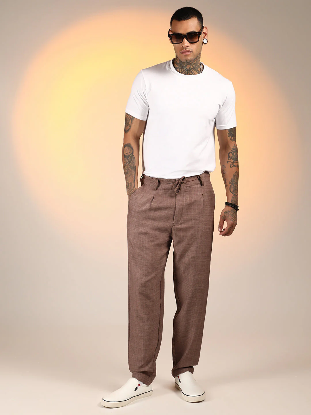 Lightweight - Solid Pleated Trousers - Image 6