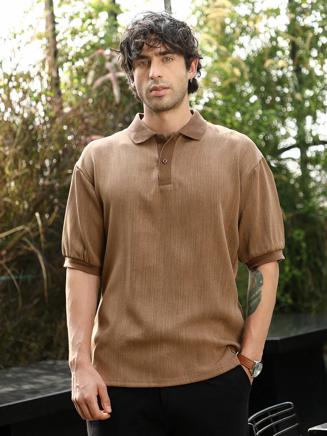 Textured-Knit Polo T-Shirt - Image 2