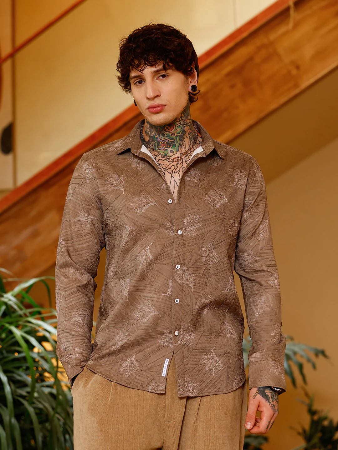 Twig-Imprint Foliage-Tactile Shirt - Image 2