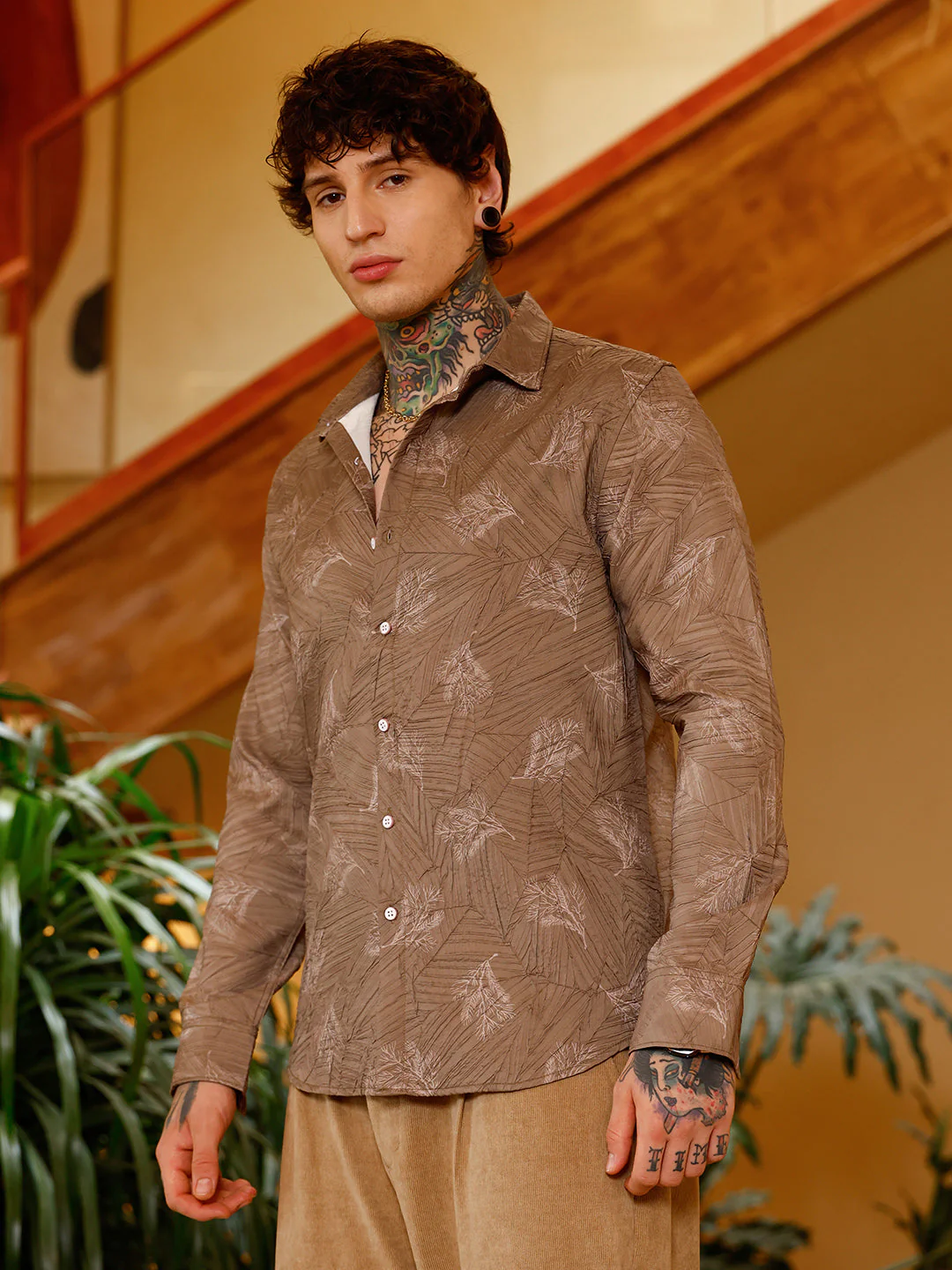 Twig-Imprint Foliage-Tactile Shirt - Image 3
