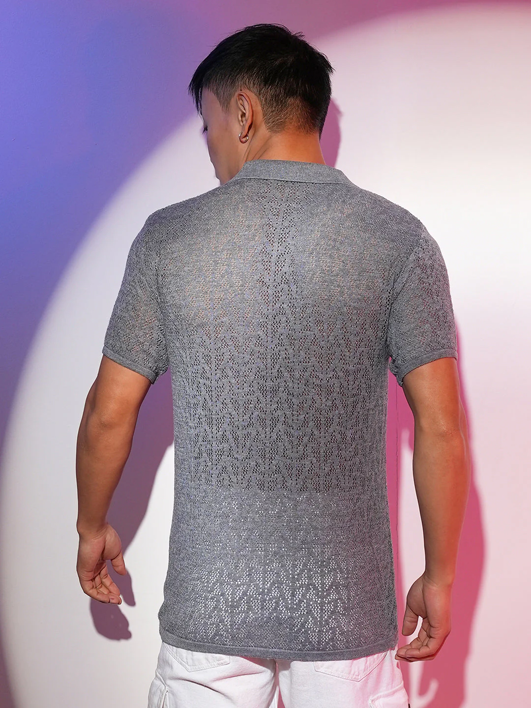 Abstract-Textured Polo T-Shirt - Image 4