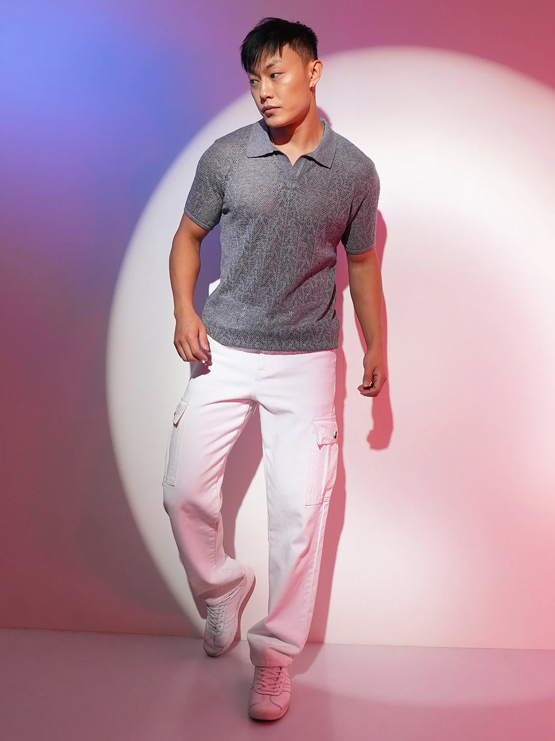 Abstract-Textured Polo T-Shirt - Image 5