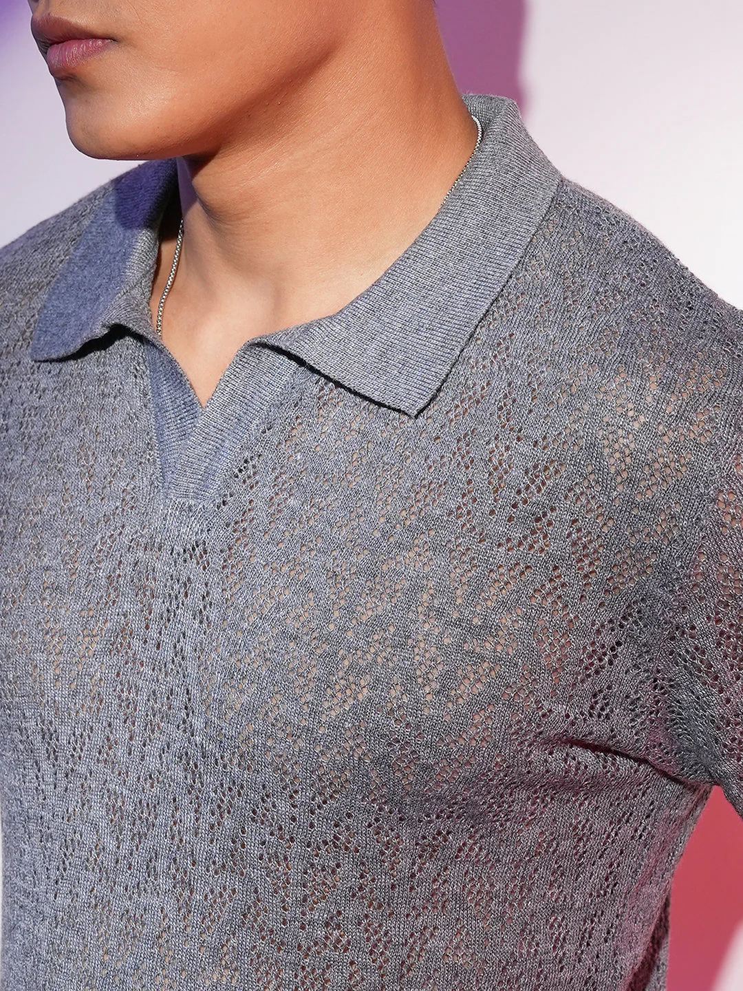 Abstract-Textured Polo T-Shirt - Image 7