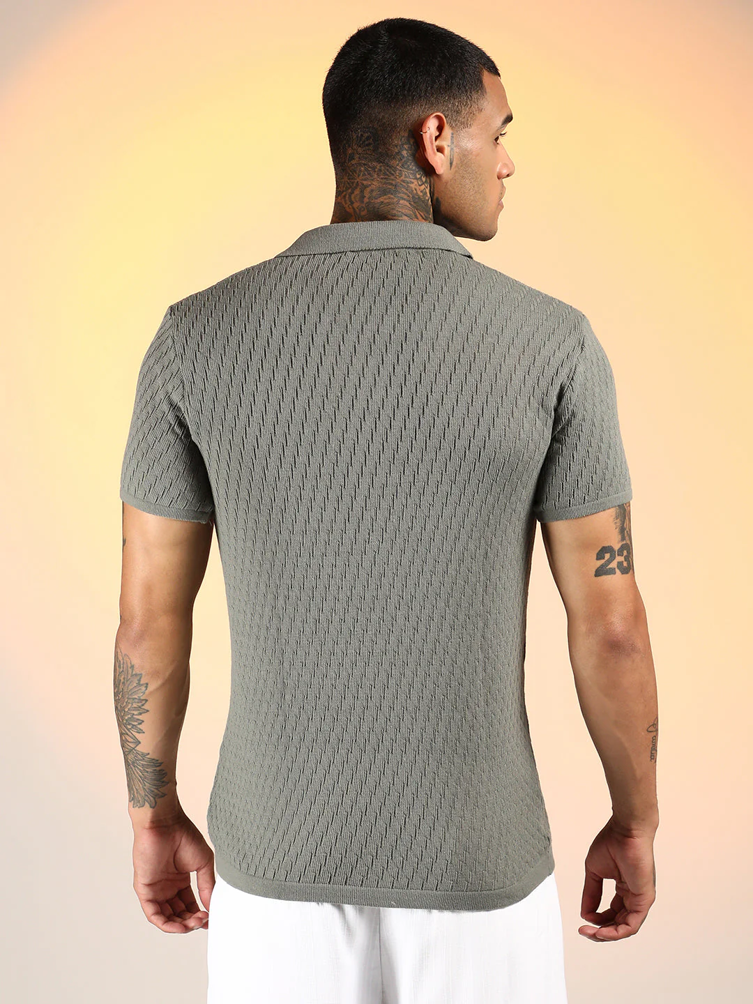 Rhombus-Knit Polo T-Shirt - Image 5