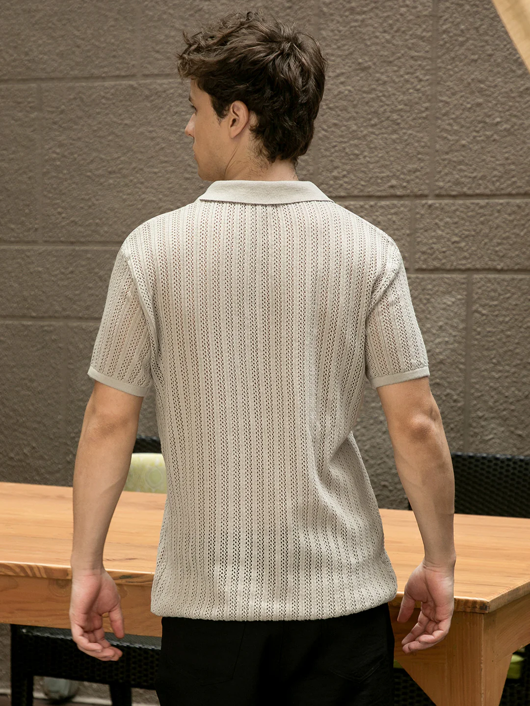 Stripe-Textured Polo T-Shirt - Image 11