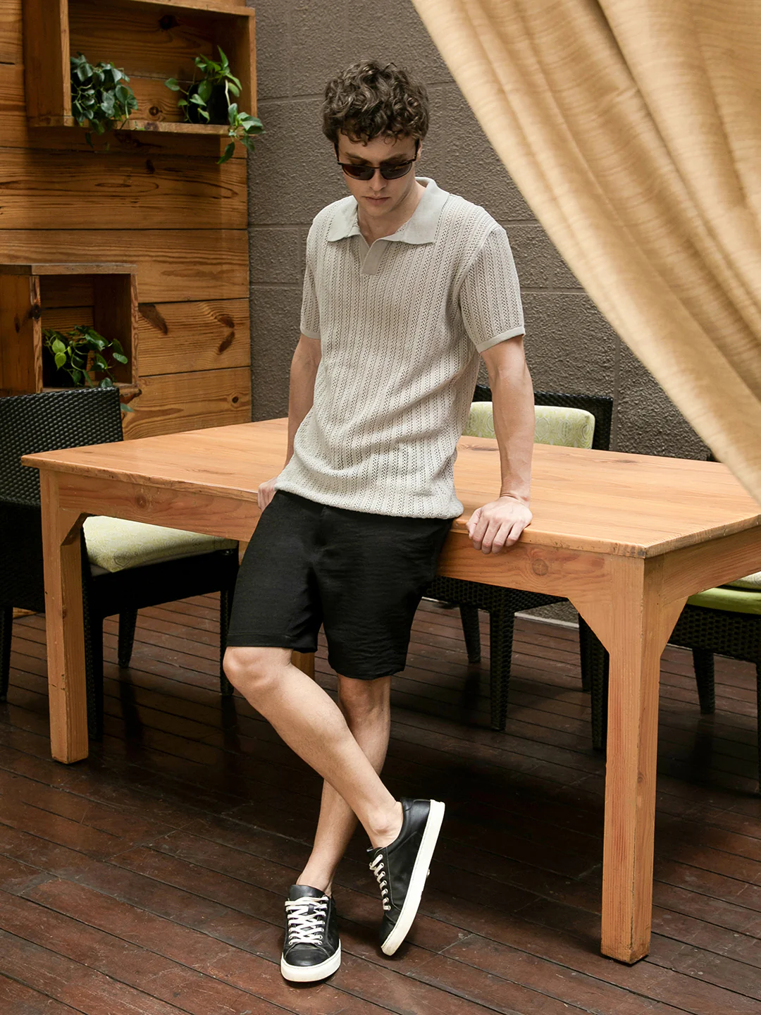 Stripe-Textured Polo T-Shirt - Image 13
