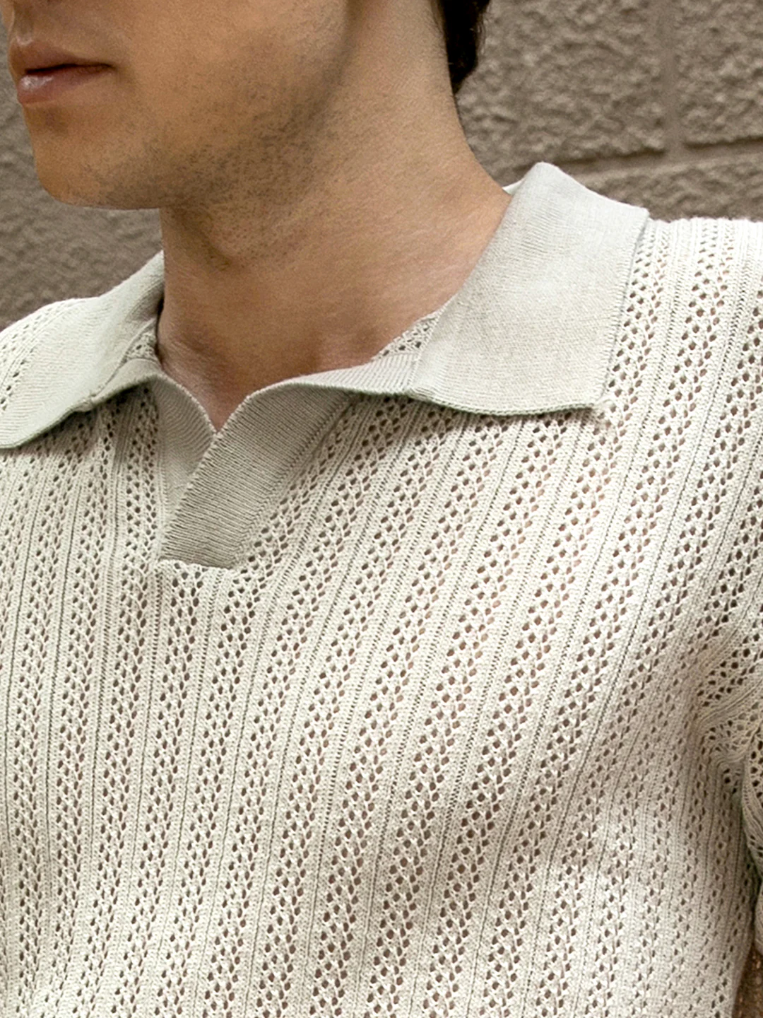 Stripe-Textured Polo T-Shirt - Image 14