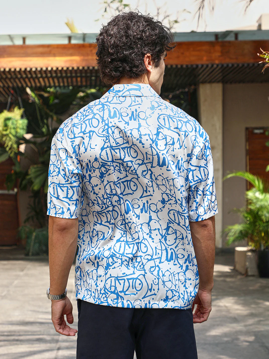 Graffiti Satin Oversized Shirt - Image 4