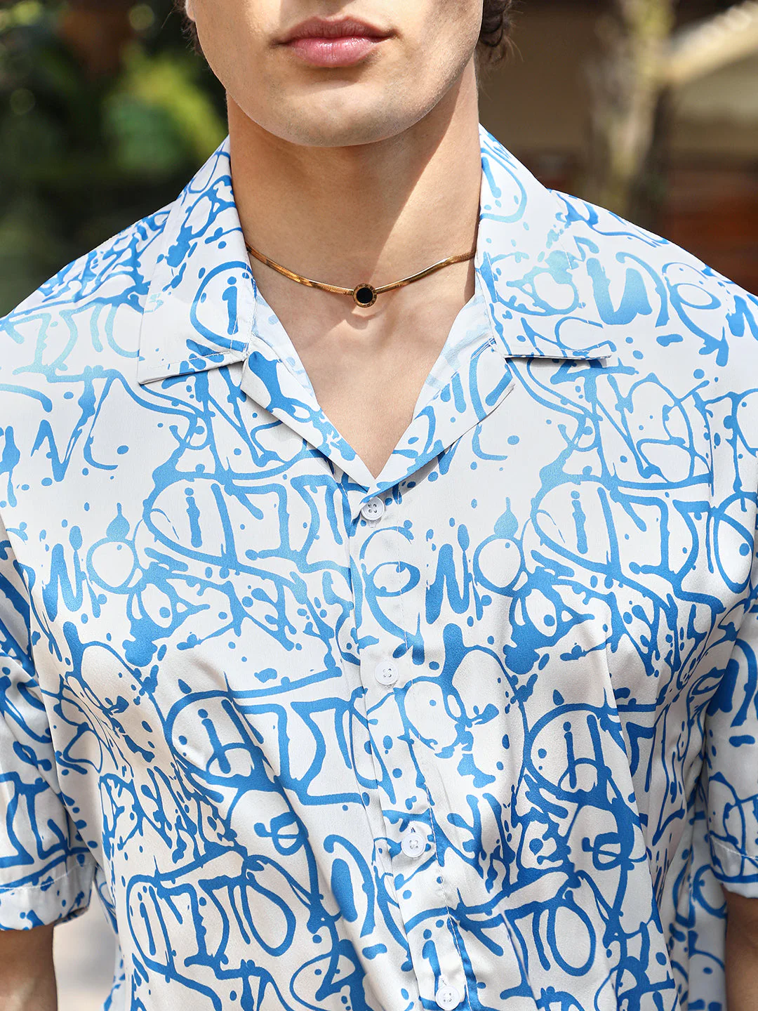 Graffiti Satin Oversized Shirt - Image 7