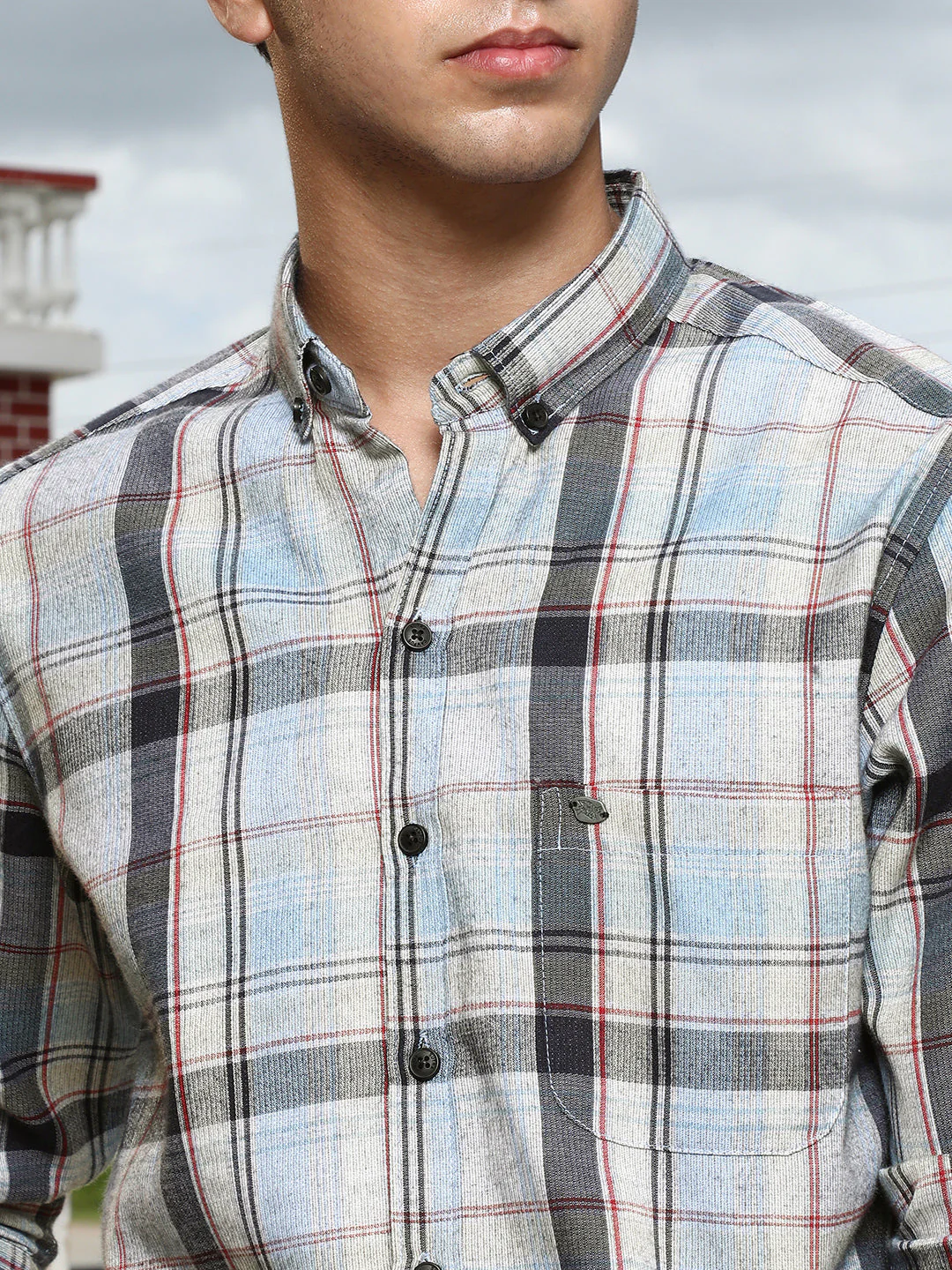 Brushing-Plaid Regular Shirt - Image 7