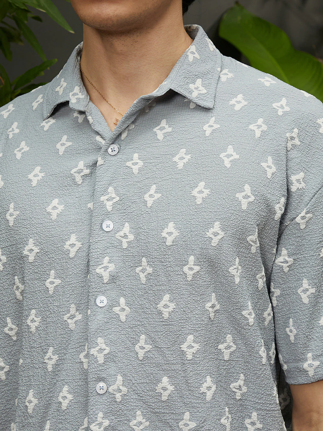 Floral-Tactile Oversized Shirt - Image 7