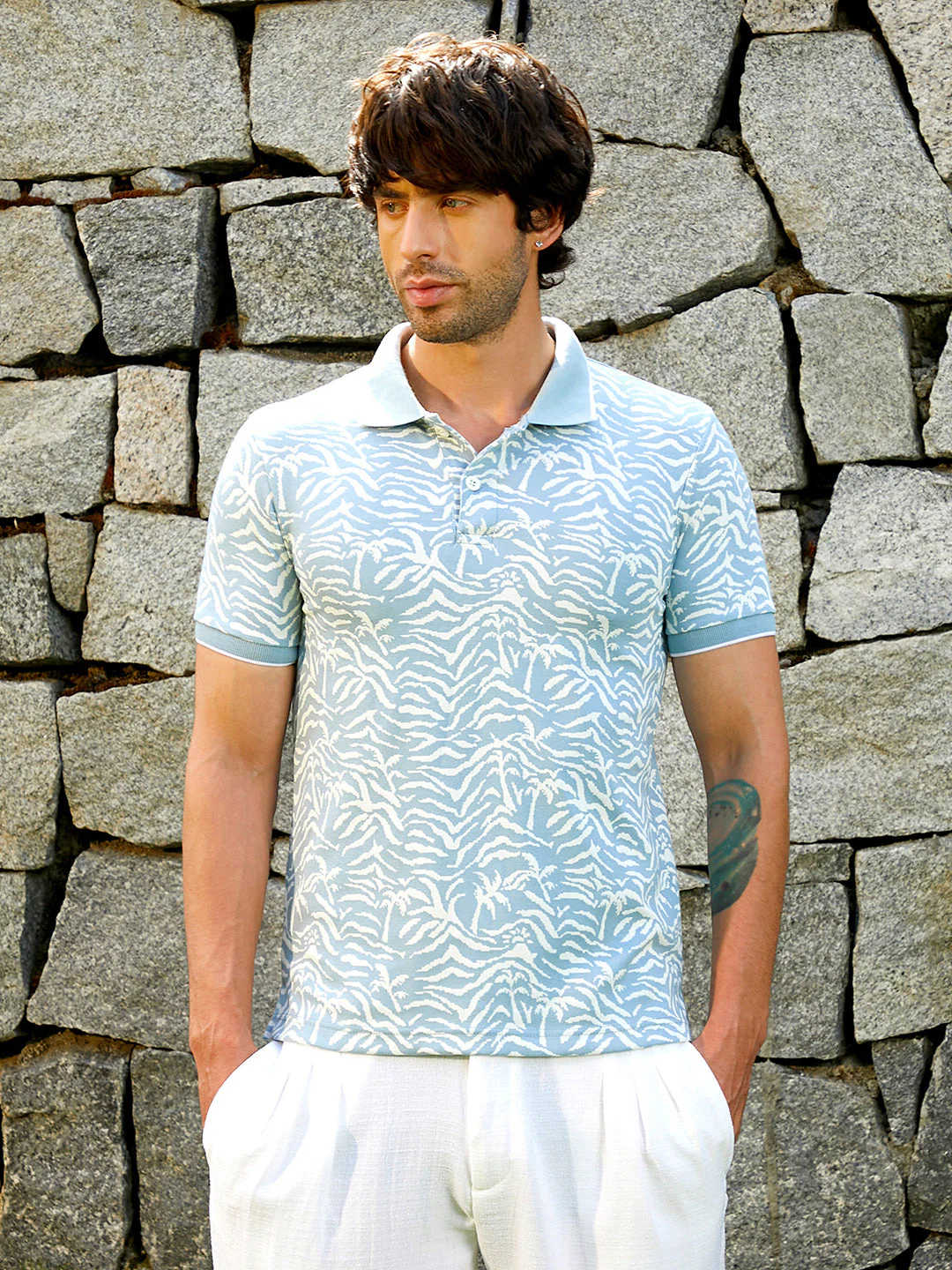 Scratch-Jacquard Polo T-Shirt - Image 2