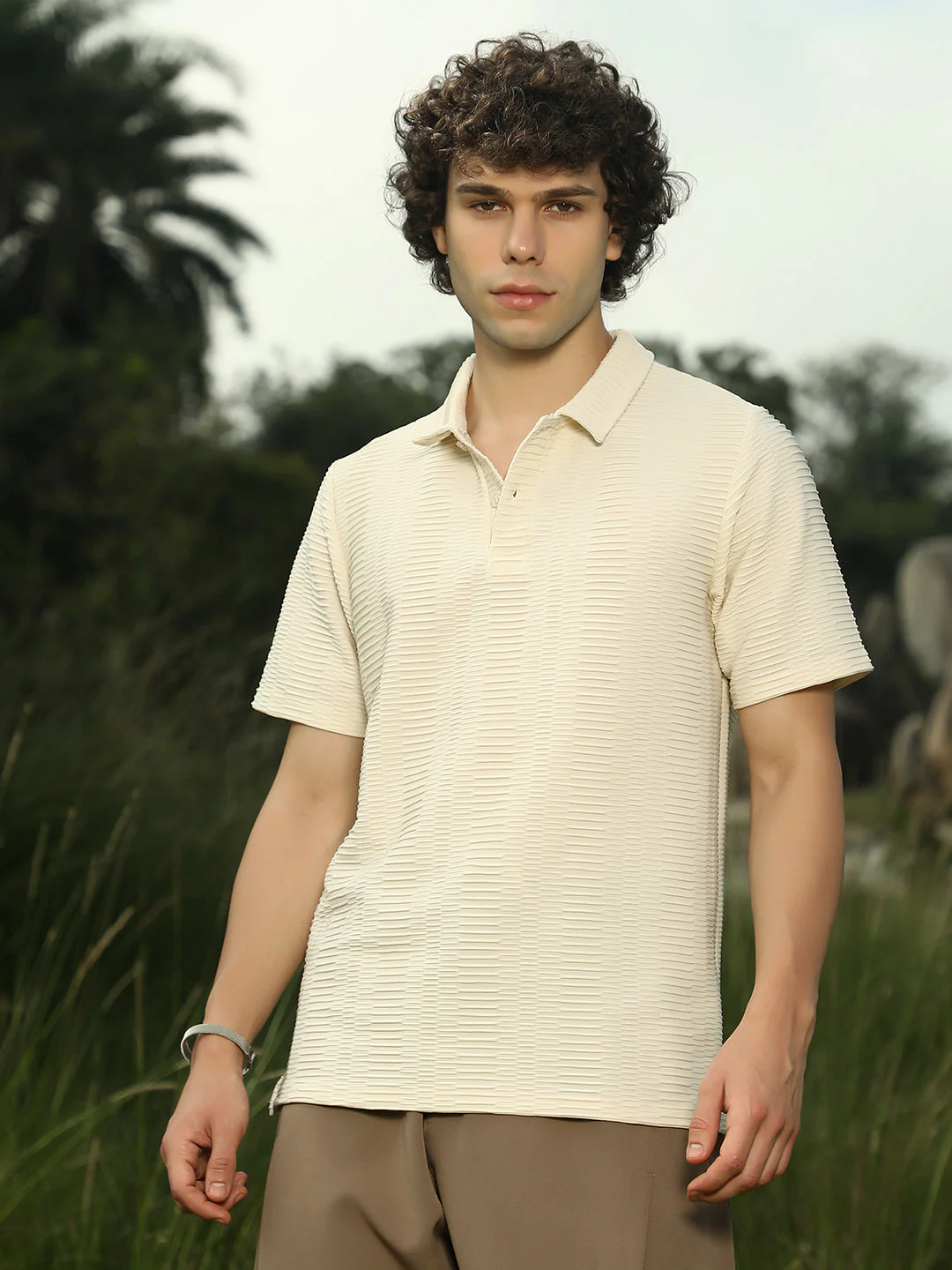 Flatten-Ruched Polo T-Shirt - Image 2