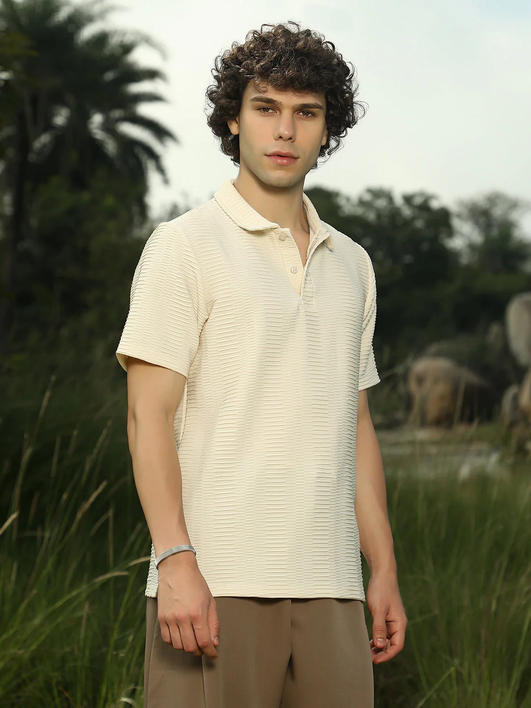 Flatten-Ruched Polo T-Shirt - Image 3