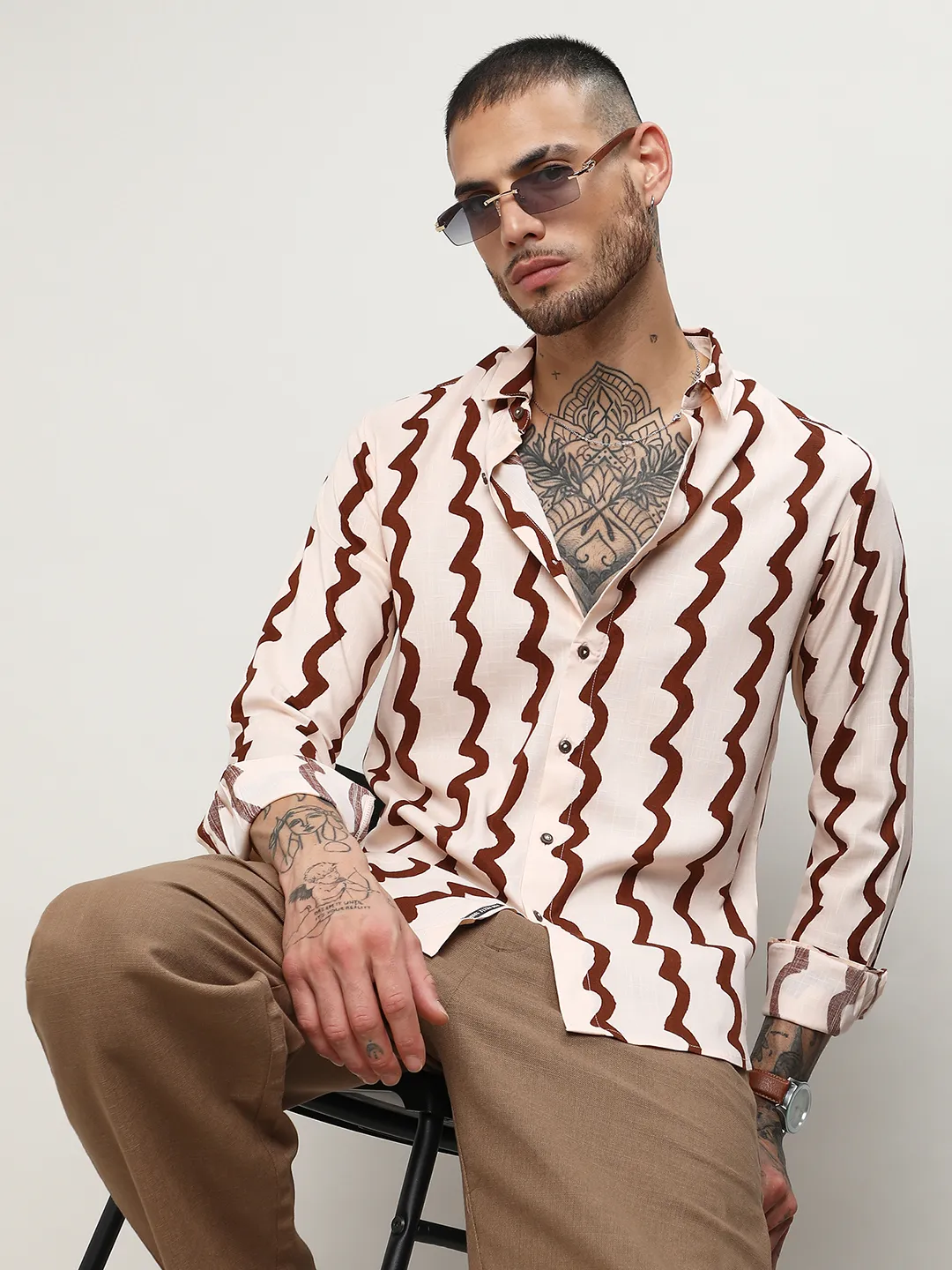 Contrast Paint Lines Shirt