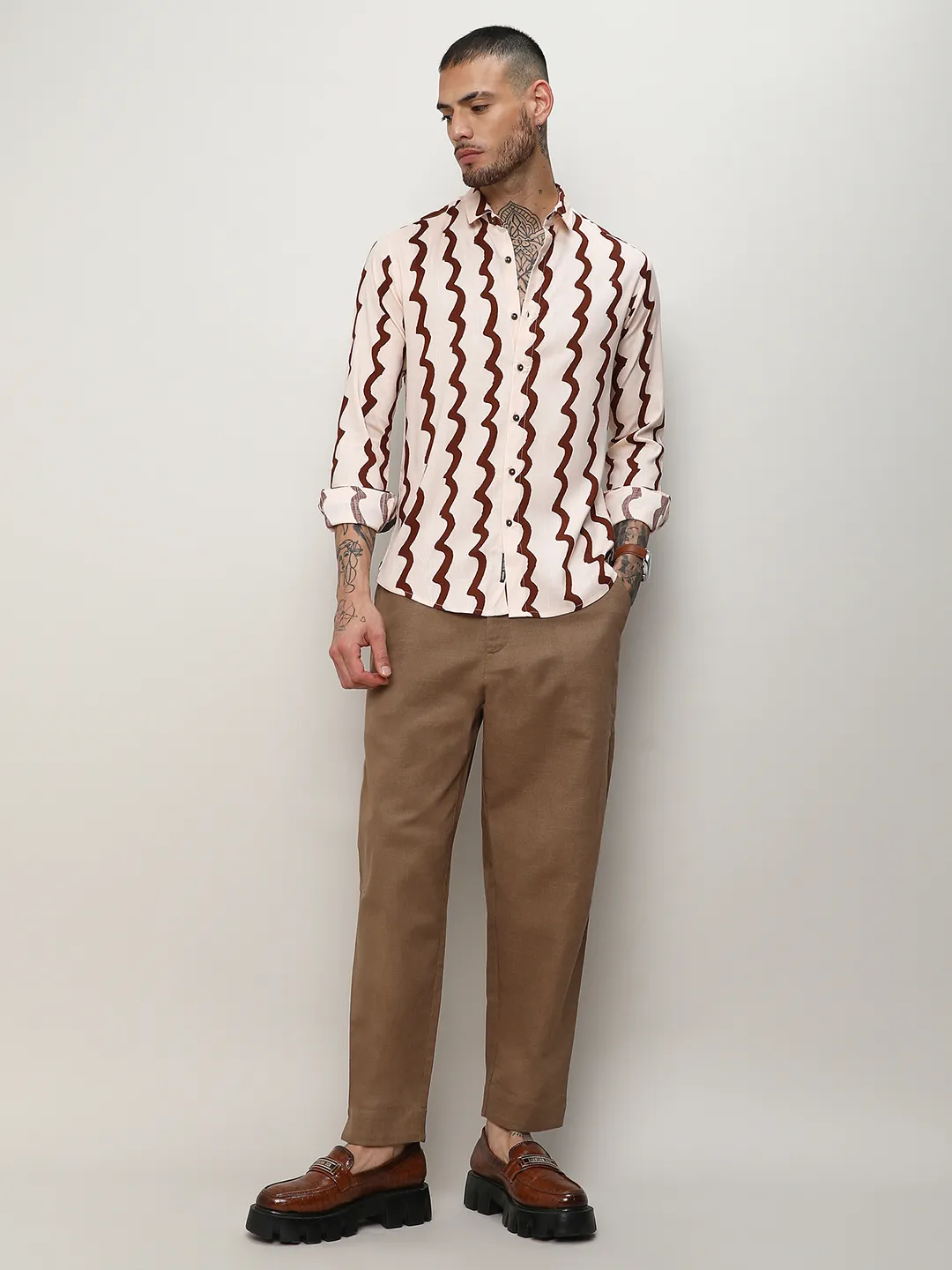 Contrast Paint Lines Shirt - Image 5