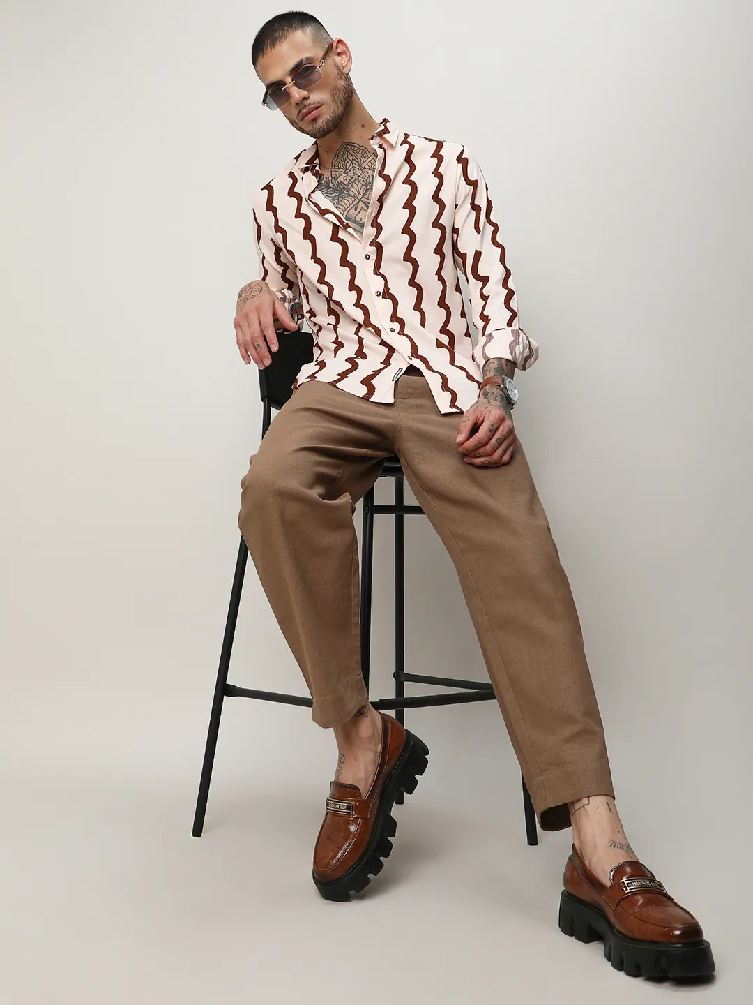 Contrast Paint Lines Shirt - Image 6