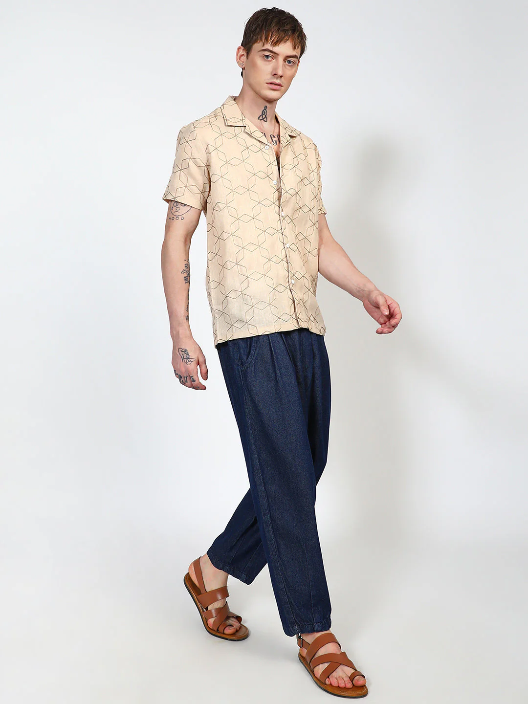 Embroidered Geometric-Lined Shirt - Image 5
