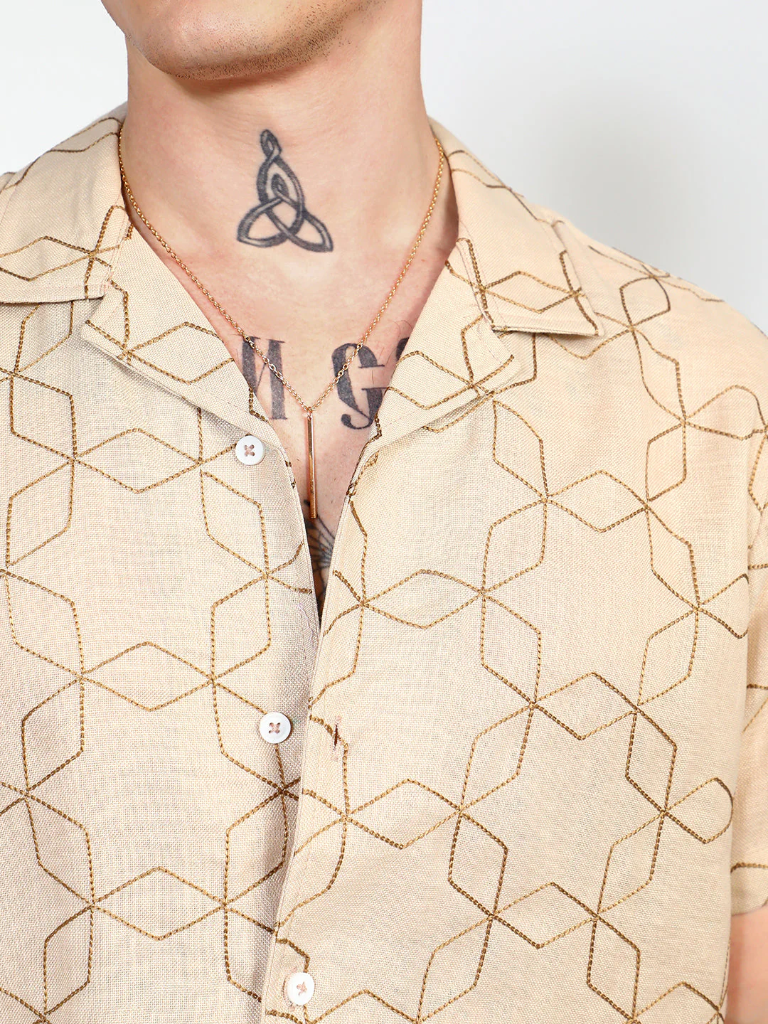 Embroidered Geometric-Lined Shirt - Image 7