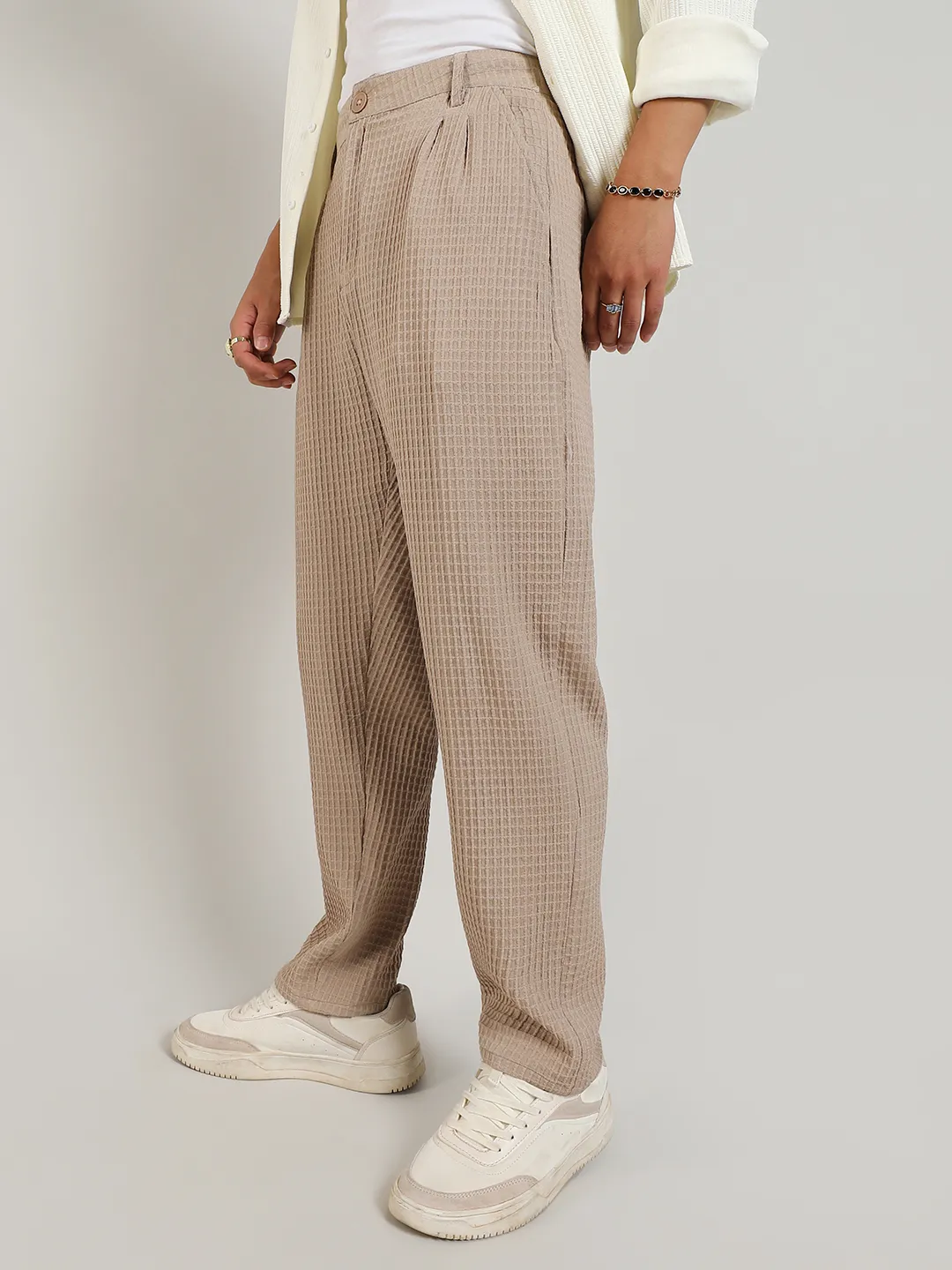 Lightweight - Textured Graph Check Trousers - Image 3