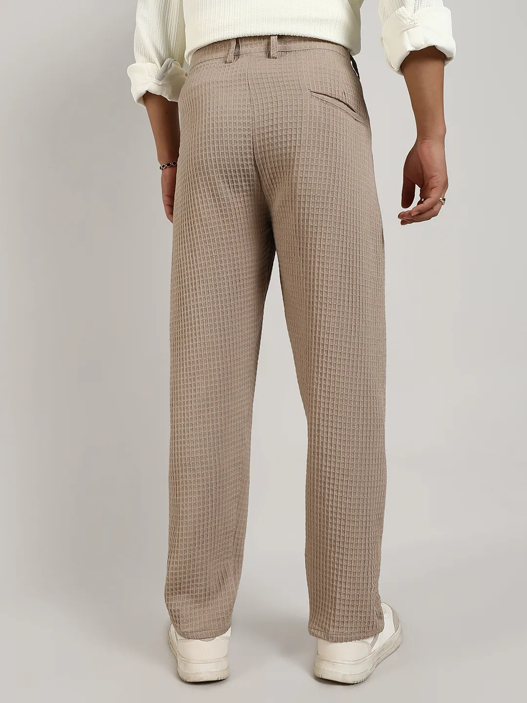 Lightweight - Textured Graph Check Trousers - Image 4