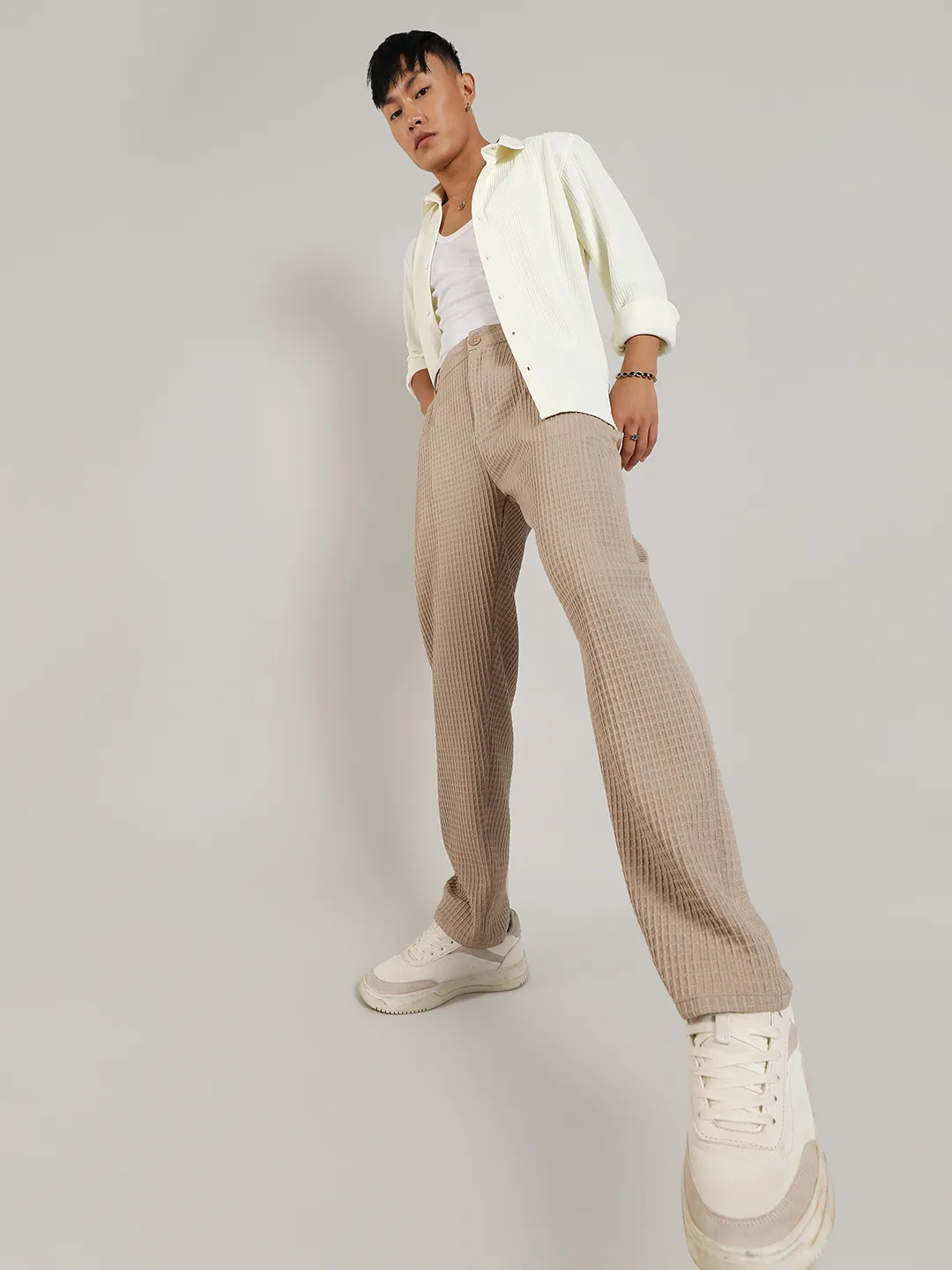 Lightweight - Textured Graph Check Trousers - Image 5