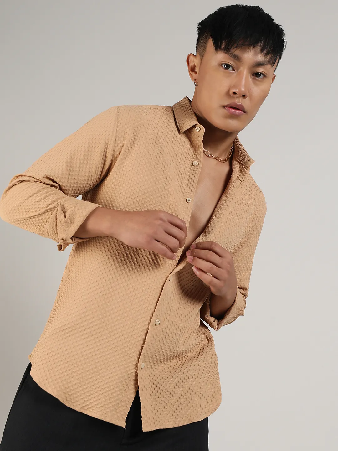 Textured Micro Buffalo Check Shirt - Image 2