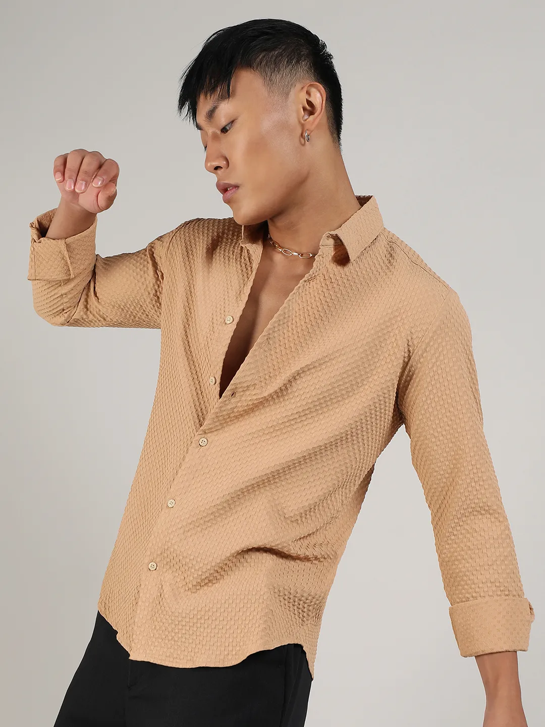 Textured Micro Buffalo Check Shirt - Image 3