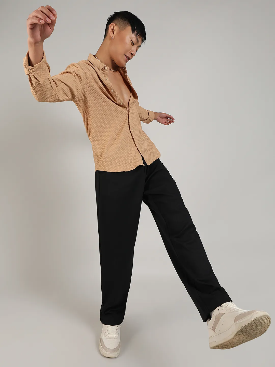 Textured Micro Buffalo Check Shirt - Image 5