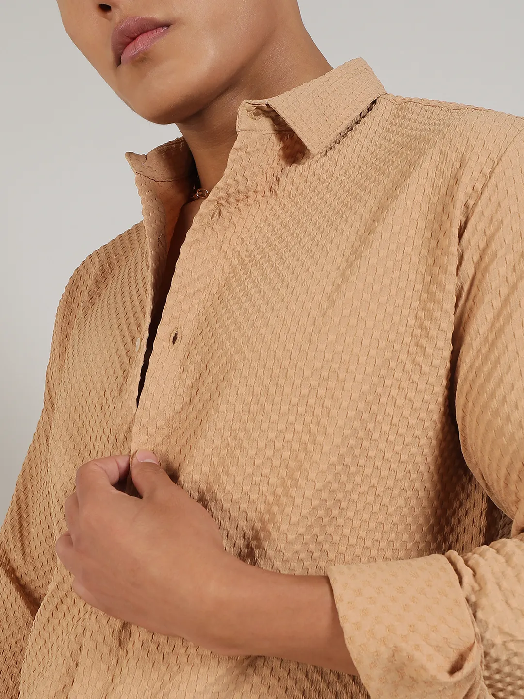 Textured Micro Buffalo Check Shirt - Image 7