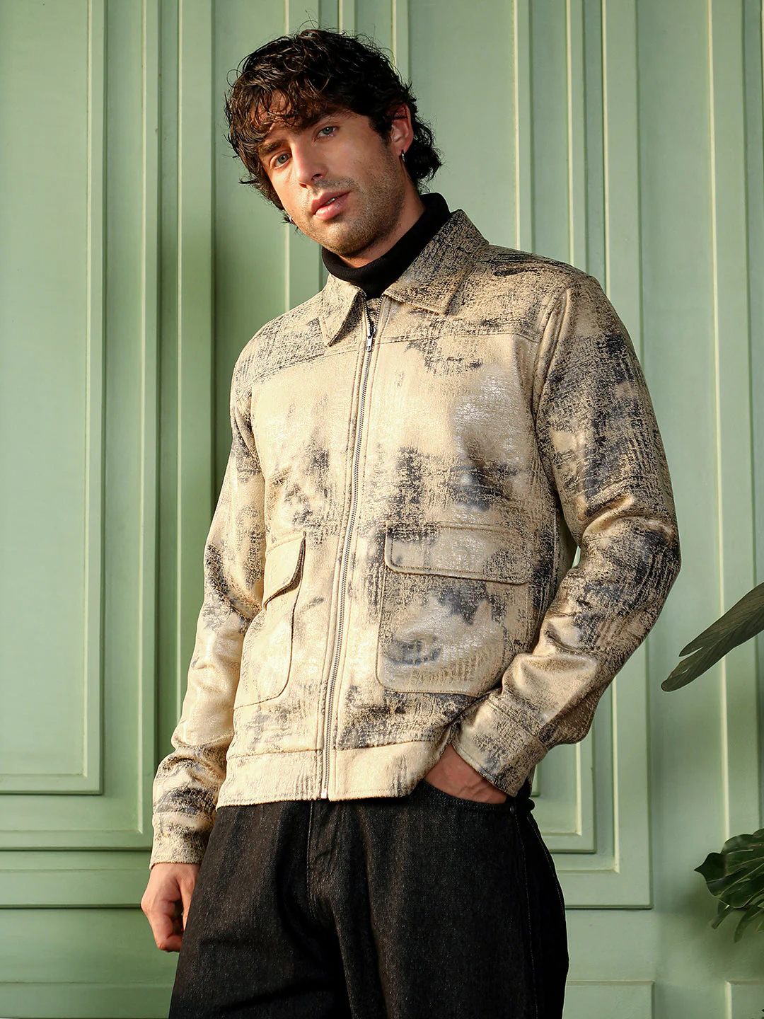 Reptilia-Jacquard Zip-Front Jacket - Image 3