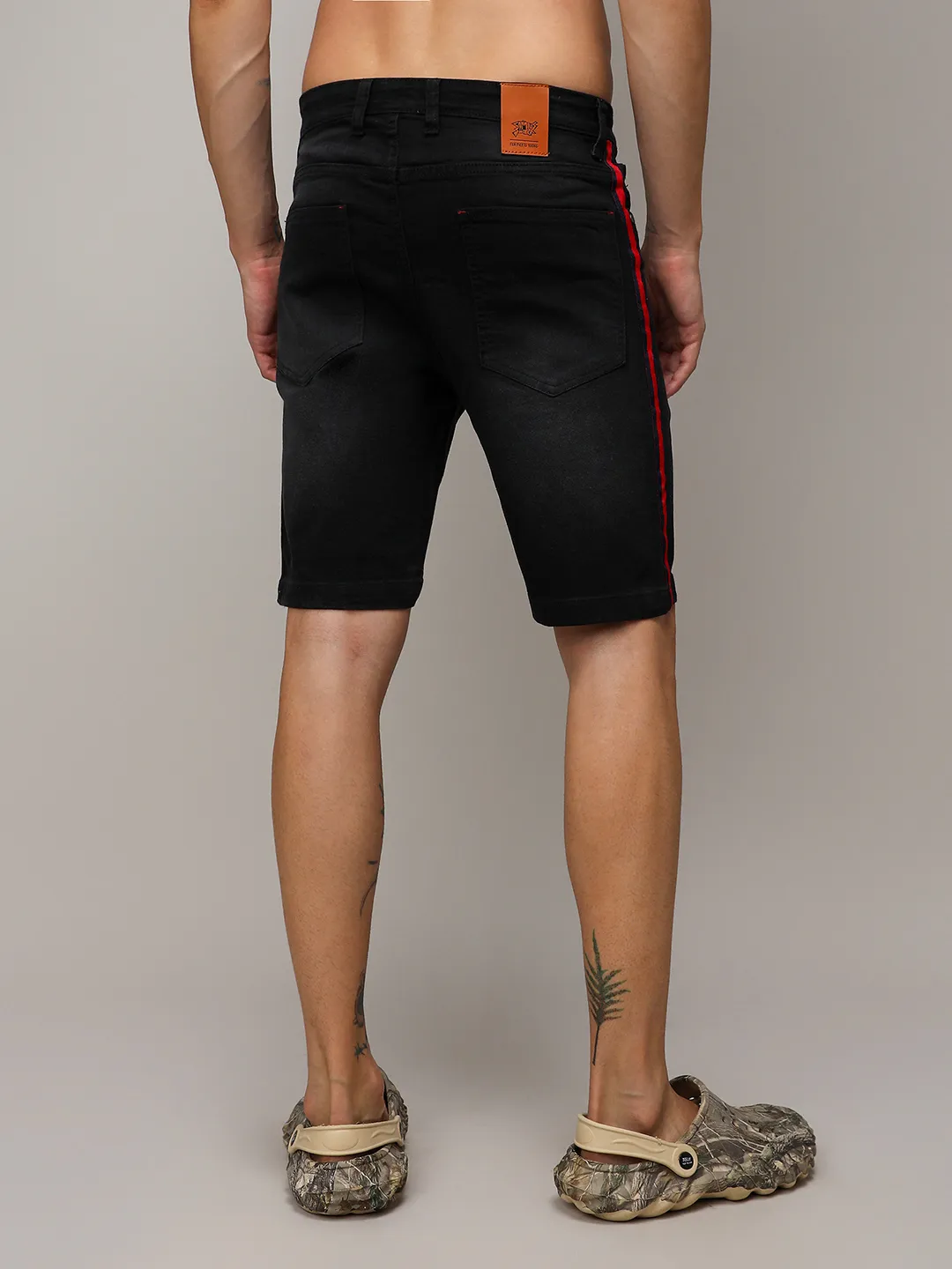 Contrast Side-Striped Denim Shorts - Image 4