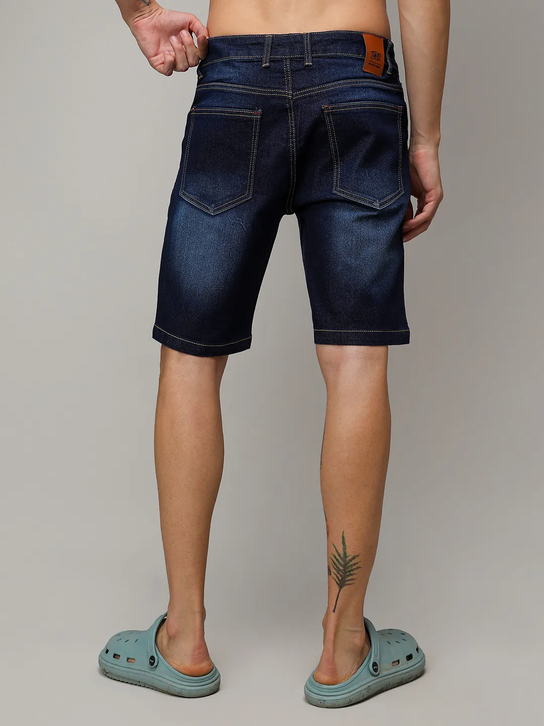 Distressed Rolled Hem Denim Shorts - Image 4
